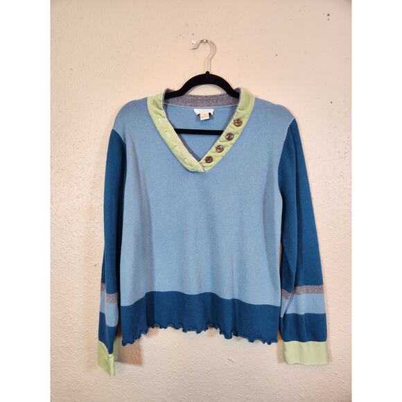 Christopher & Banks Women's Blue V-Neck Long Sleeve Pullover Sweater Size Large - Picture 1 of 6